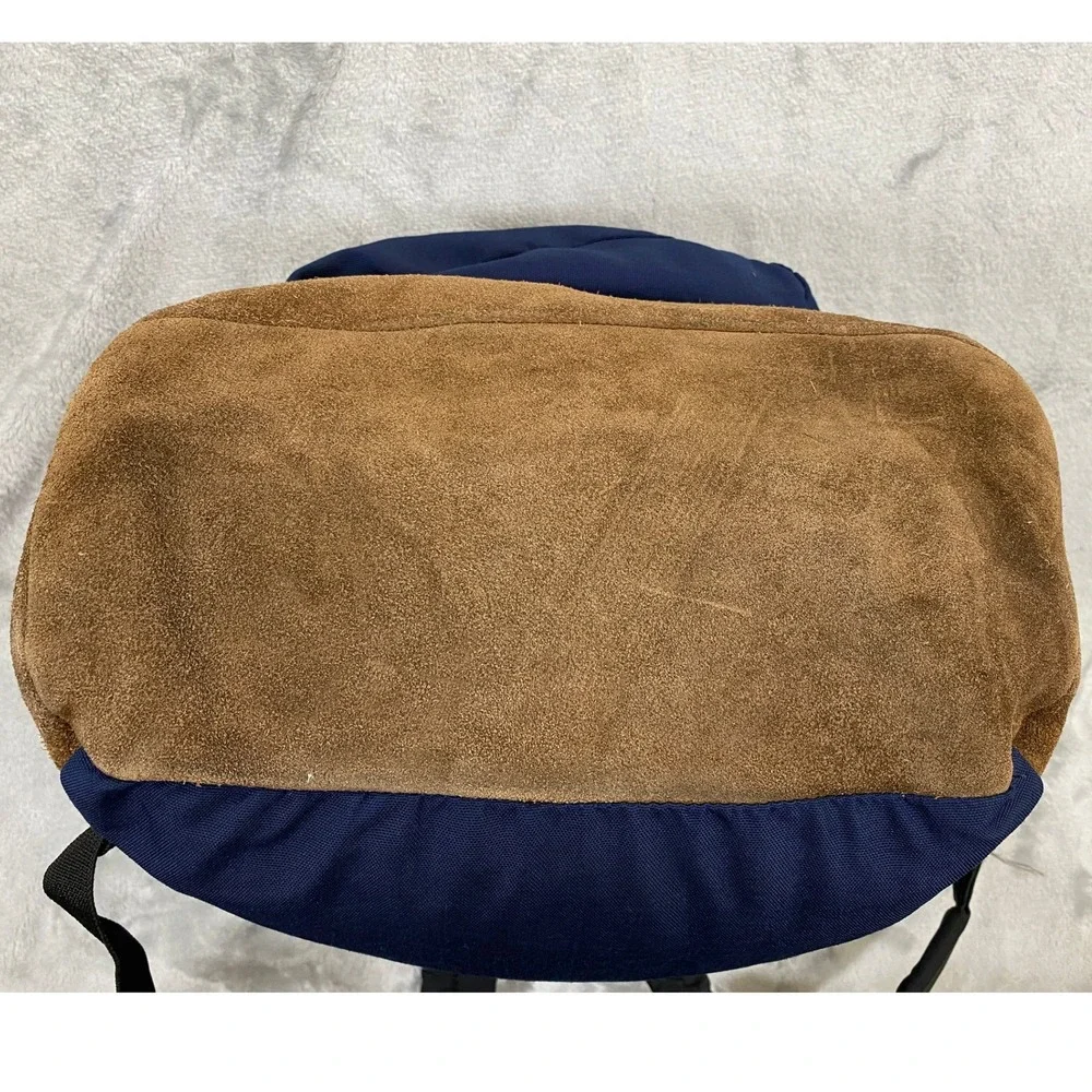 Vintage JanSport Suede Bottom Backpack Unisex Navy Blue 90s Original Right Pack